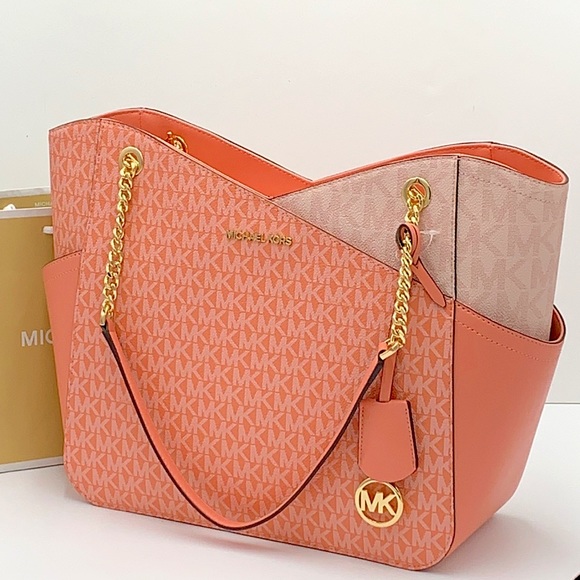 MICHAEL KORS LARGE X CHAIN SHOULDER TOTE BAG SHERBERT MULTI COLOR - Picture 2 of 15